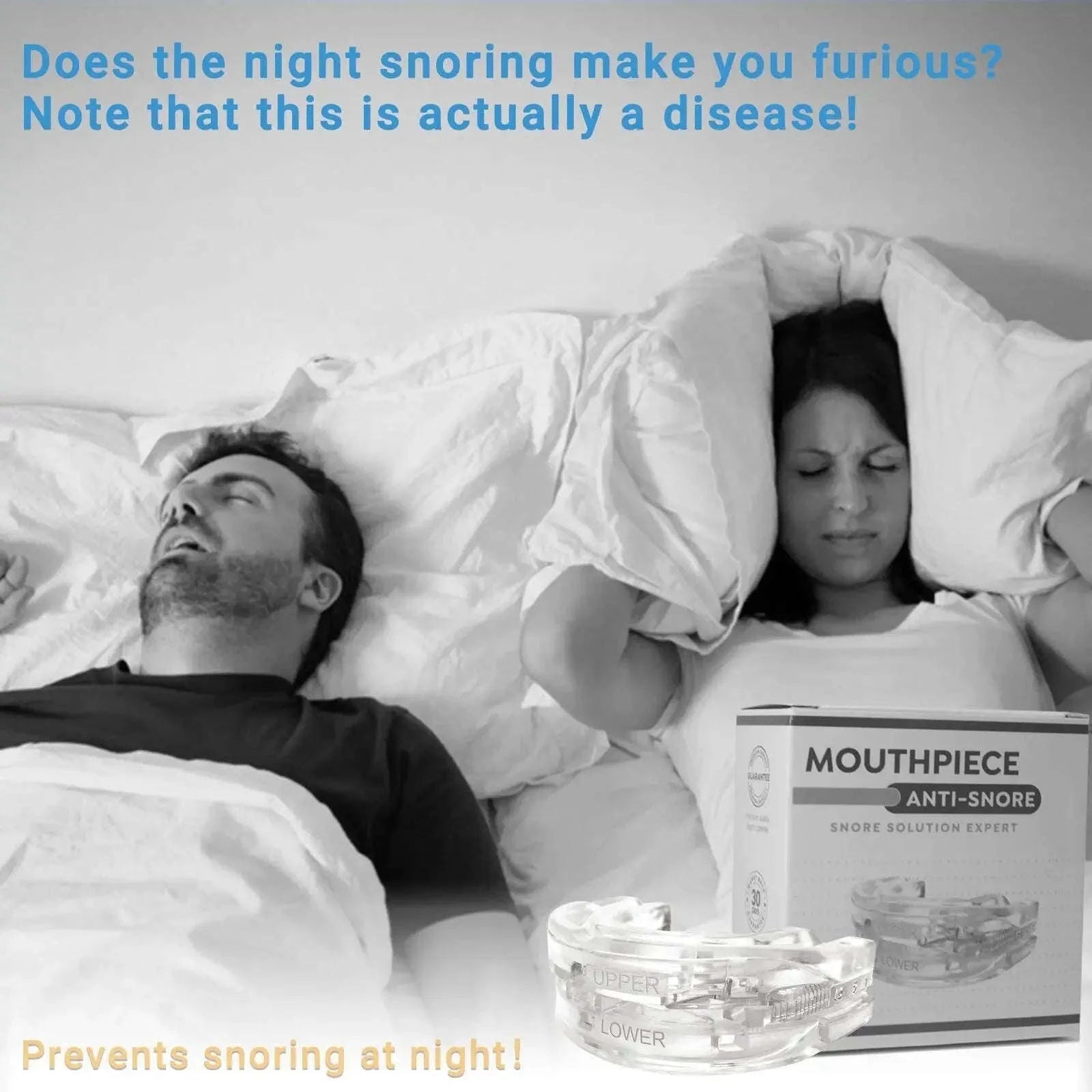 Adjustable Anti-Snoring Mouthpiece for Bruxism & Better Sleep-United States / WHITE