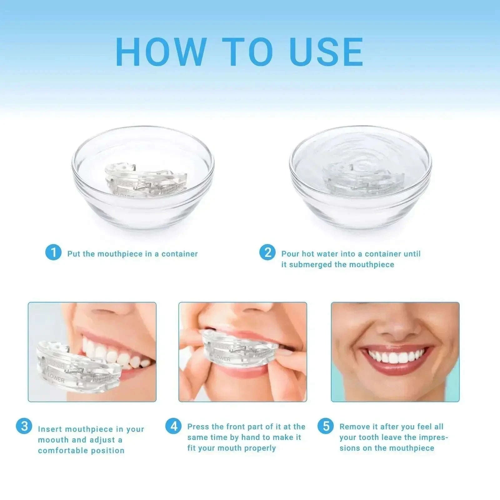 Adjustable Anti-Snoring Mouthpiece for Bruxism & Better Sleep-United States / WHITE