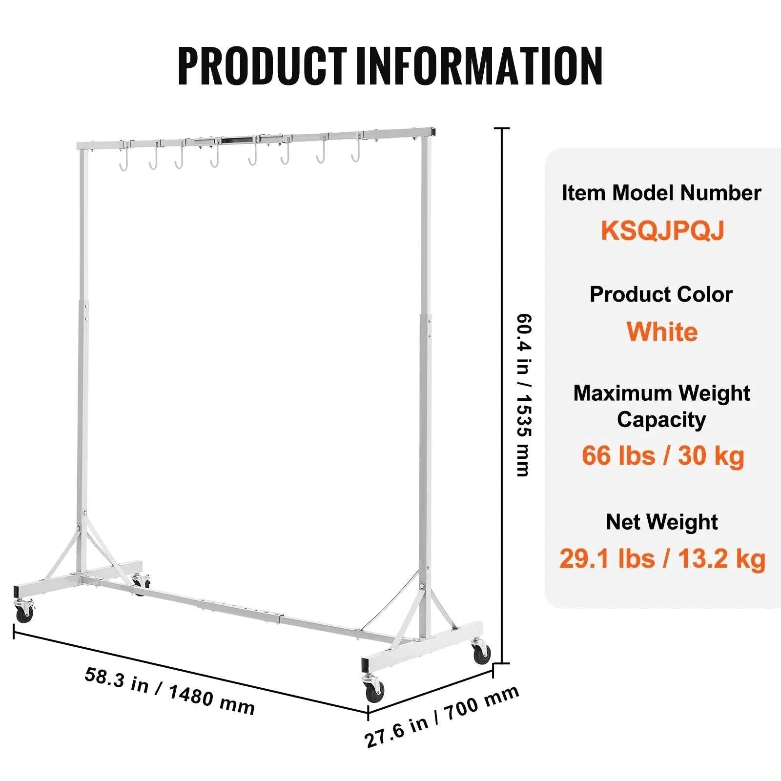 Adjustable Automotive Paint Drying Rack with Hooks & Wheels-66 lbs / United States