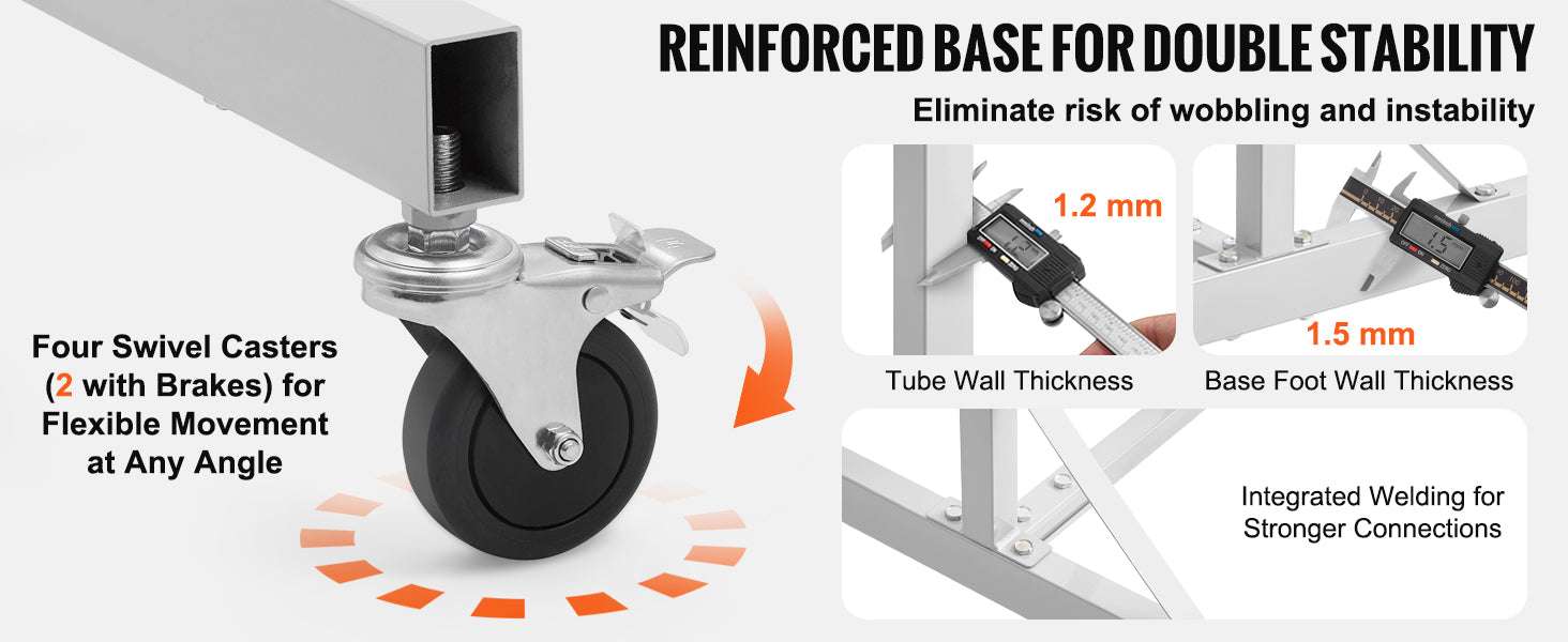 Adjustable Automotive Paint Drying Rack with Hooks & Wheels-66 lbs / United States