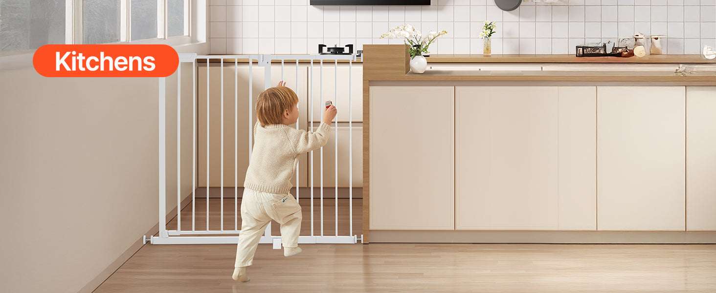 Adjustable Baby Gate with Auto-Close Door for Stairs and Doorways-W29.5-37in 30inH / United States