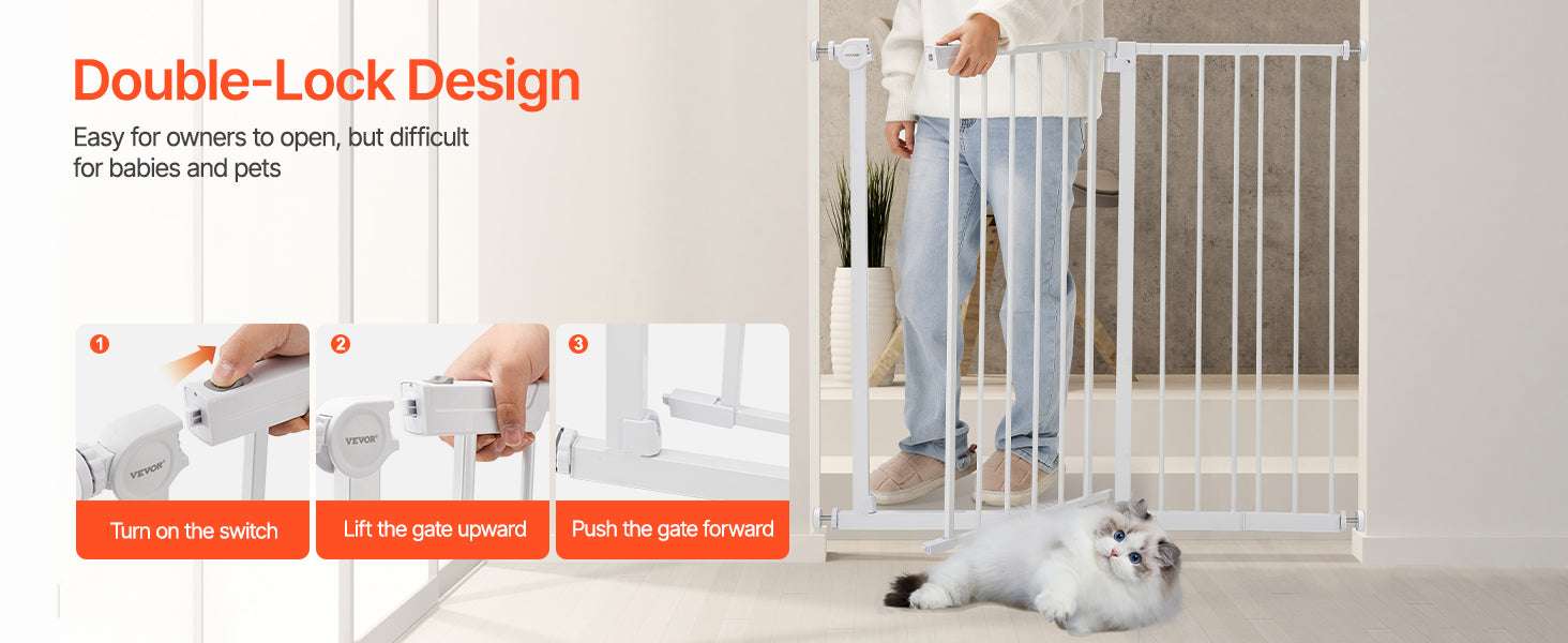 Adjustable Baby Gate with Auto-Close Door for Stairs and Doorways-W29.5-37in 30inH / United States