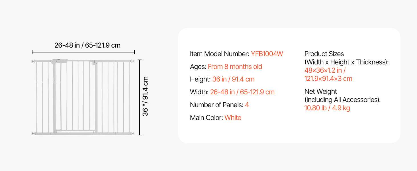 Adjustable Baby Gate with Auto-Close Door for Stairs and Doorways-W29.5-37in 30inH / United States