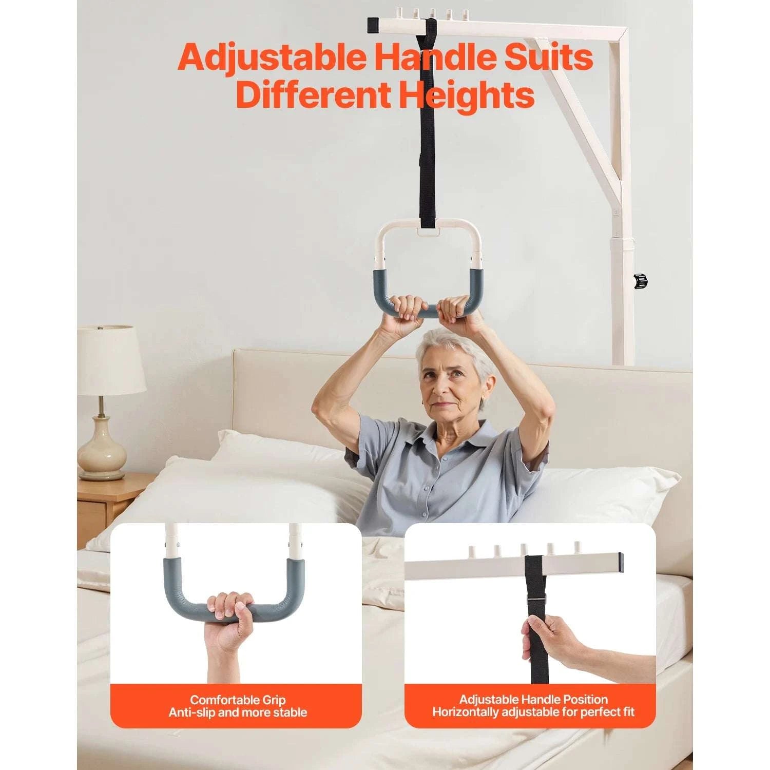 Adjustable Bed Trapeze Bar with Wheels – 350 lb Support Frame-350 lbs / United States