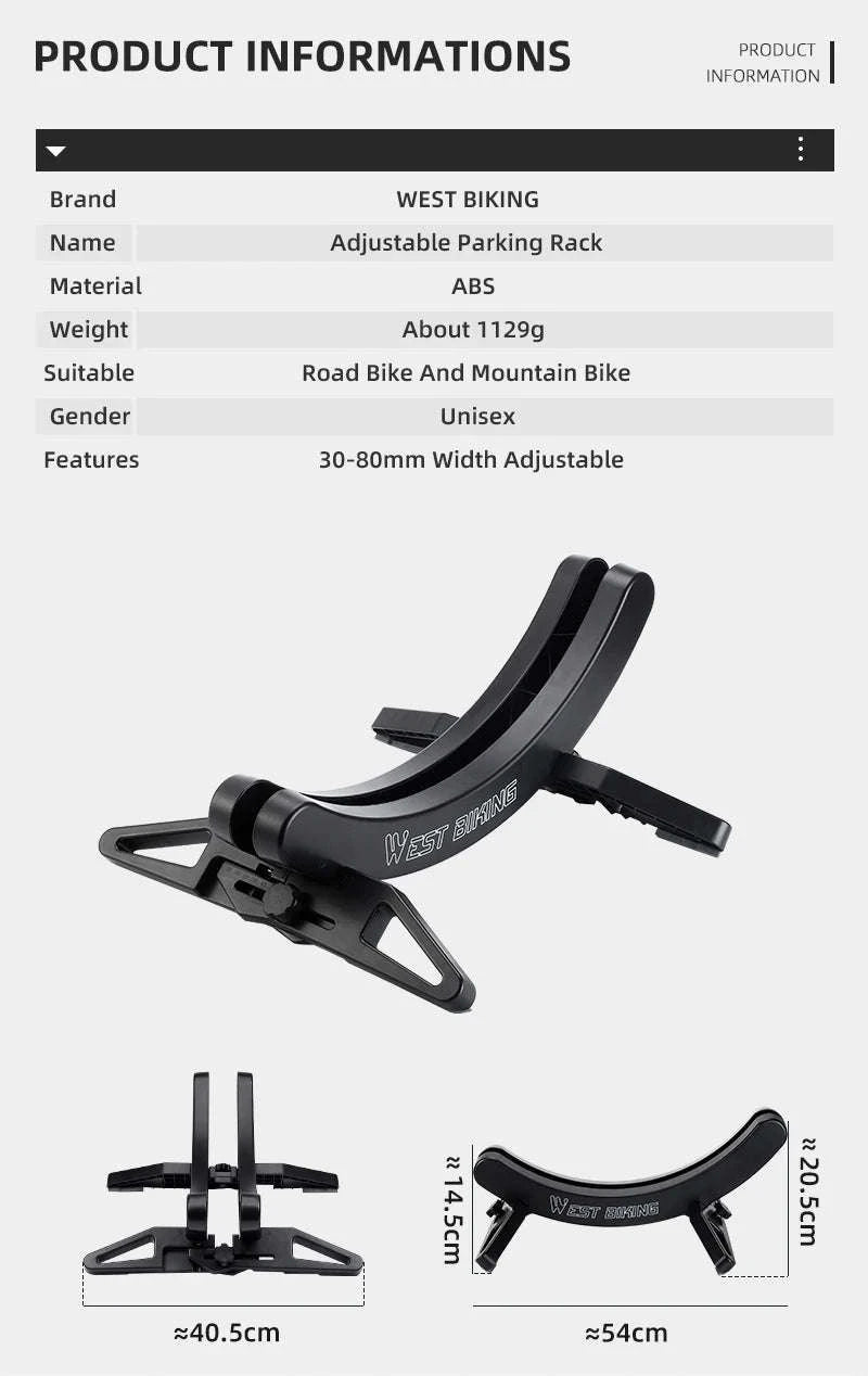 Adjustable Bicycle Parking Rack for Indoor Bike Storage and Repair-Black / CHINA