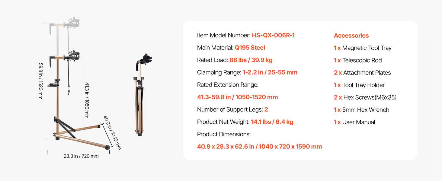 Adjustable Bike Repair Stand with 360° Clamp & Tool Tray-aluminum alloy 110lb / GERMANY