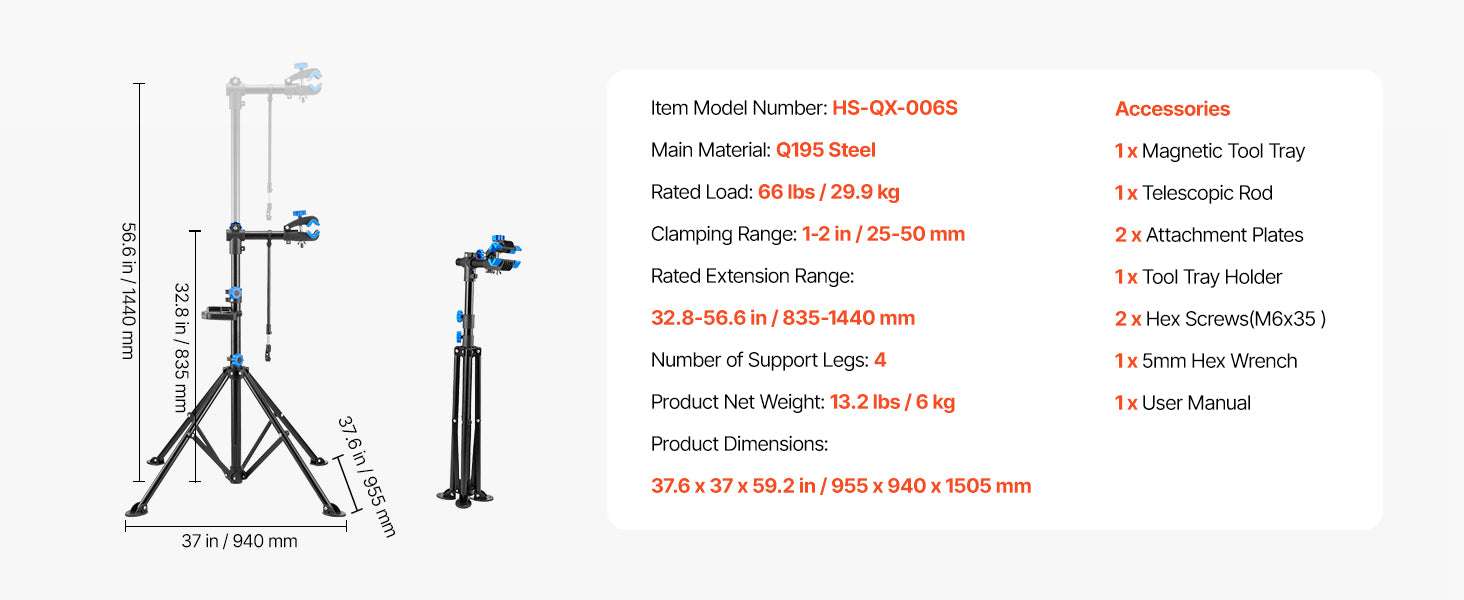 Adjustable Bike Repair Stand with 360° Clamp & Tool Tray-aluminum alloy 110lb / GERMANY