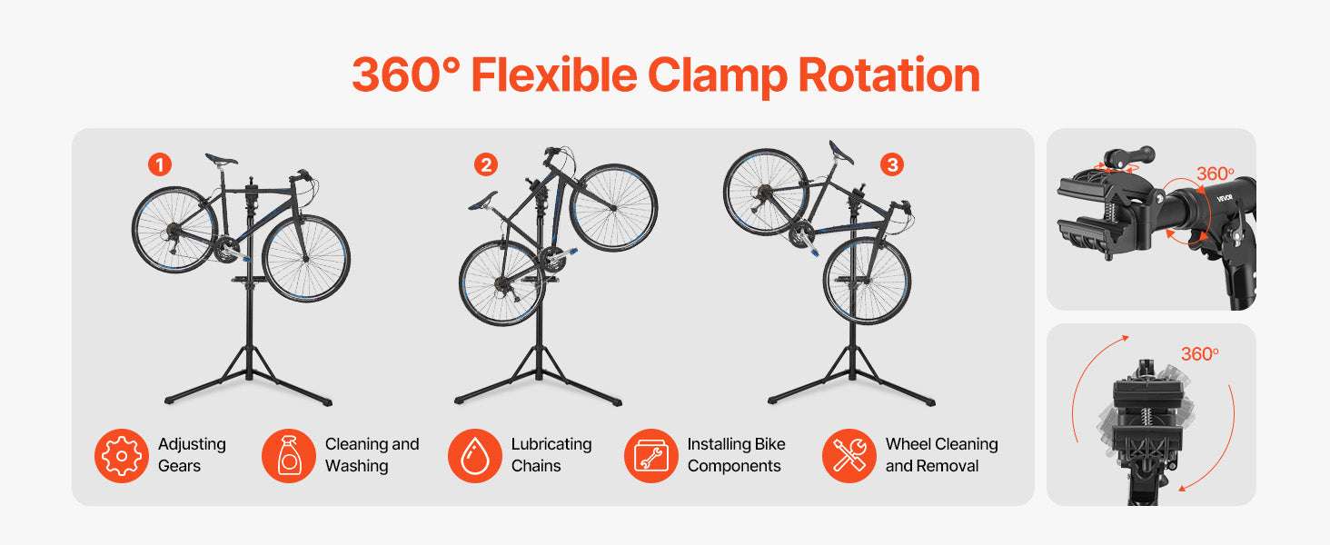 Adjustable Bike Repair Stand with 360° Clamp & Tool Tray-aluminum alloy 110lb / GERMANY