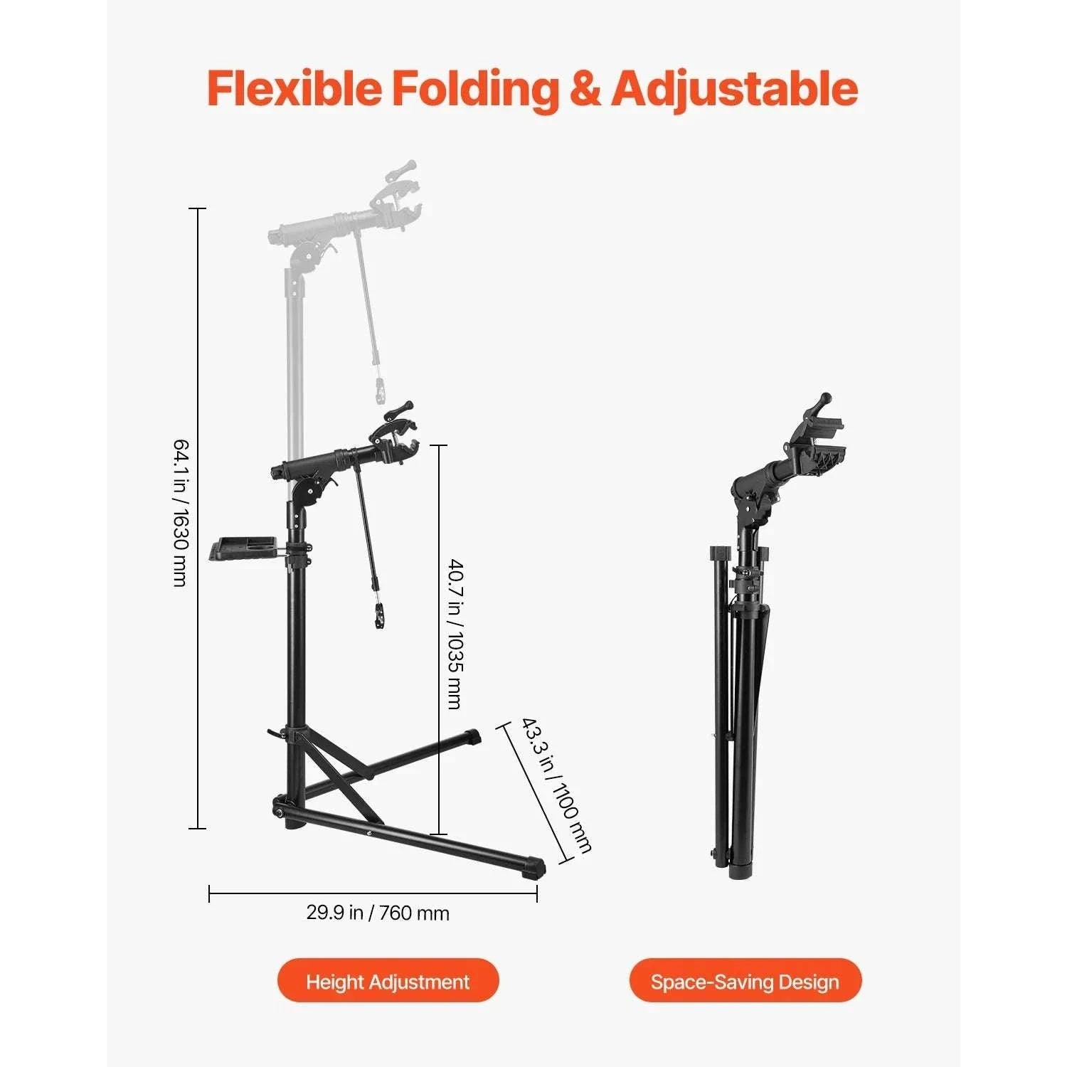 Adjustable Bike Repair Stand with 360° Clamp & Tool Tray-aluminum alloy 110lb / GERMANY