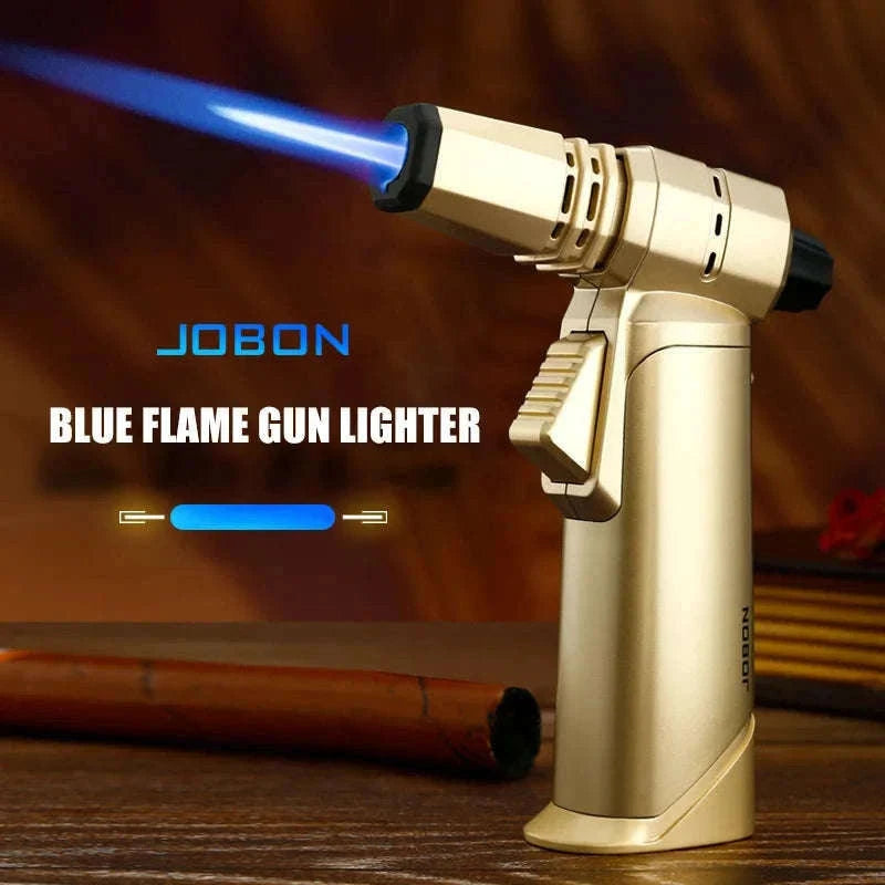 Adjustable Blue Flame Torch Lighter with 360° Rotation and Lock-White