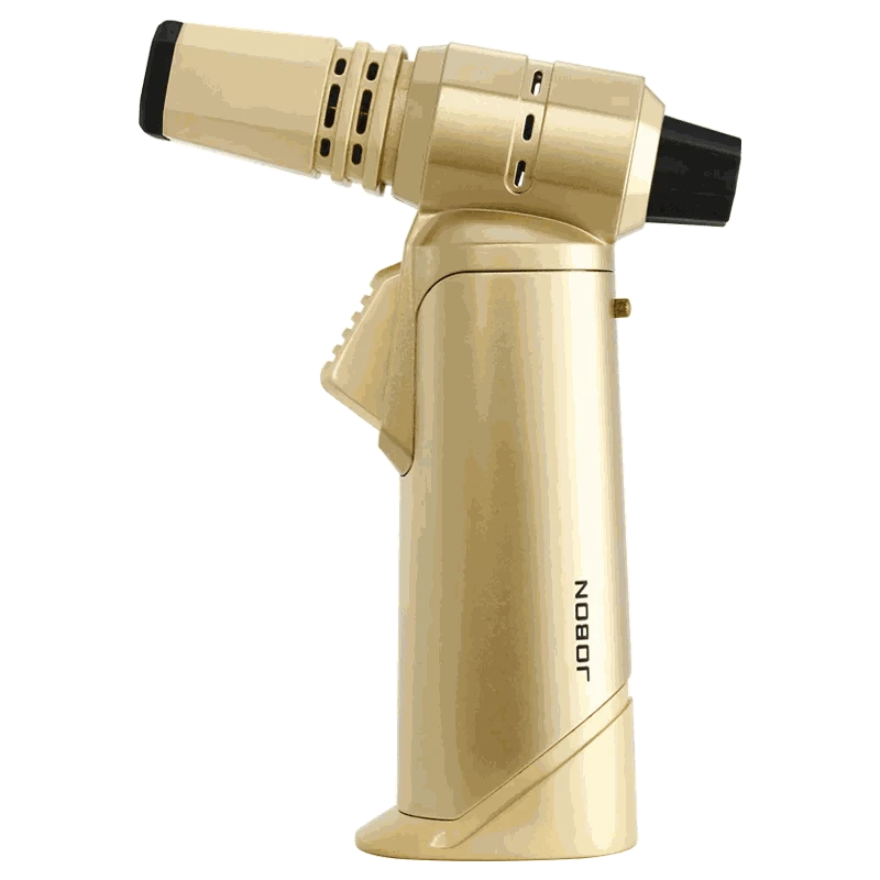 Adjustable Blue Flame Torch Lighter with 360° Rotation and Lock-White