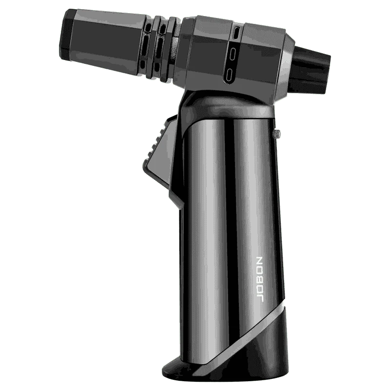 Adjustable Blue Flame Torch Lighter with 360° Rotation and Lock-White