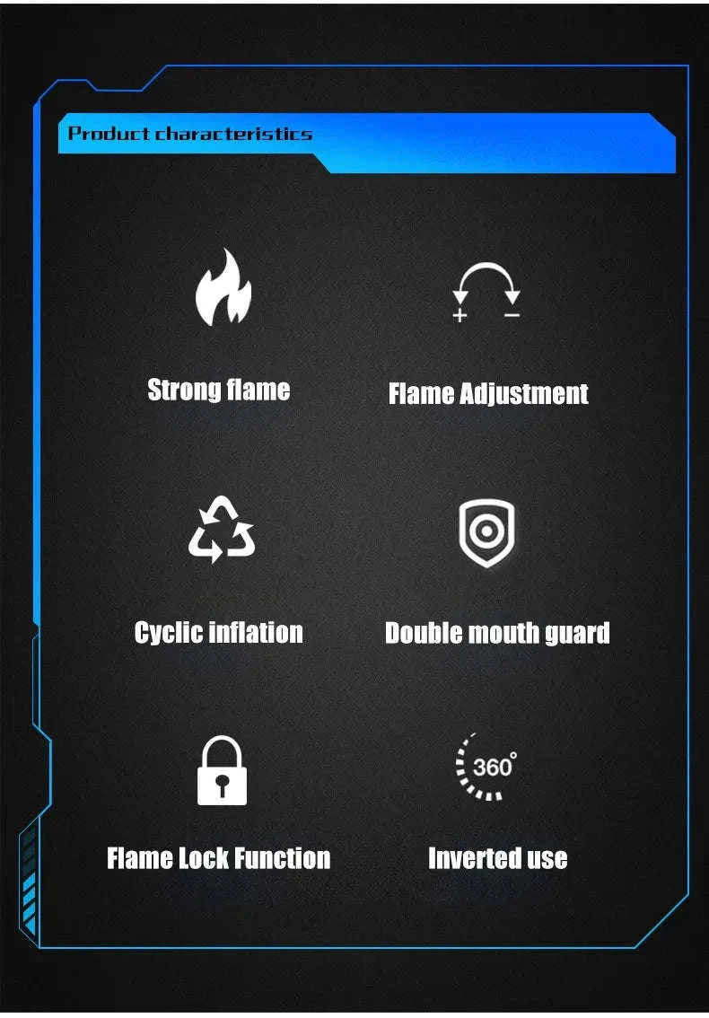Adjustable Blue Flame Torch Lighter with 360° Rotation and Lock-White