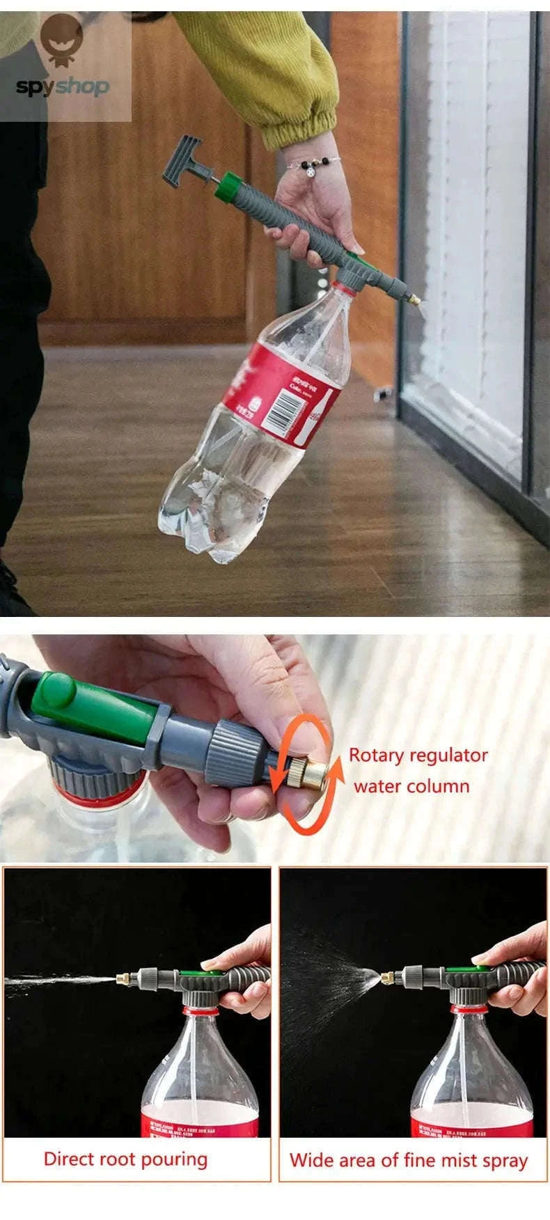 Adjustable Bottle Spray Nozzle for Garden-orange