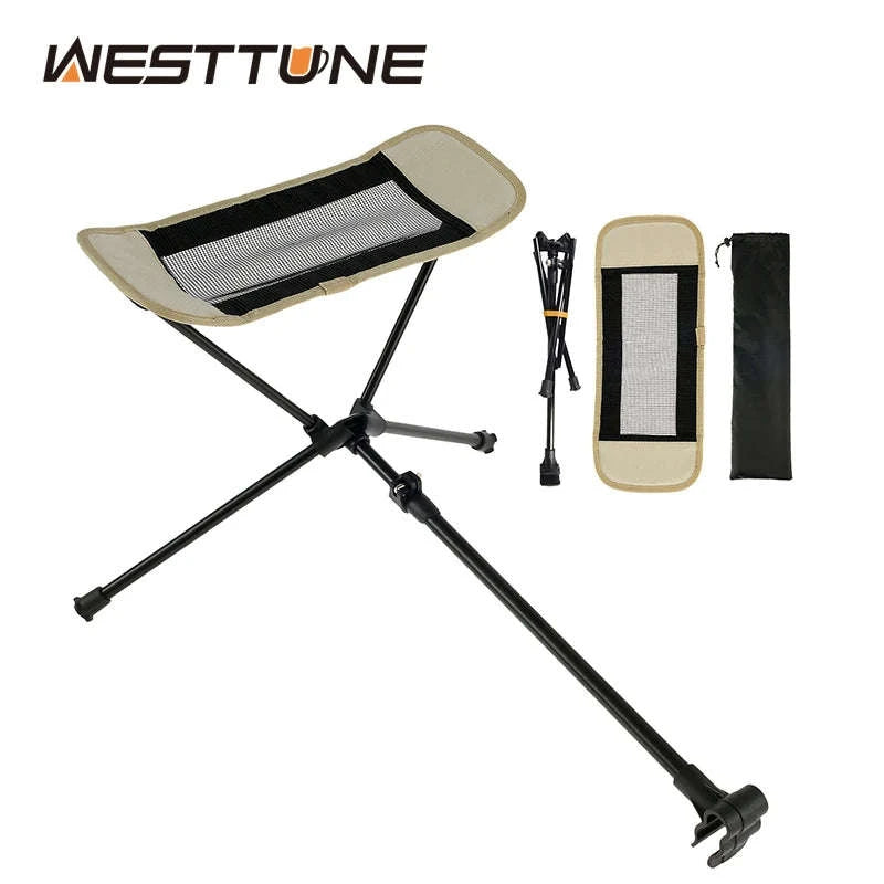 Adjustable Camping Chair Foot Rest Stool with 40–70cm Support-Khaki