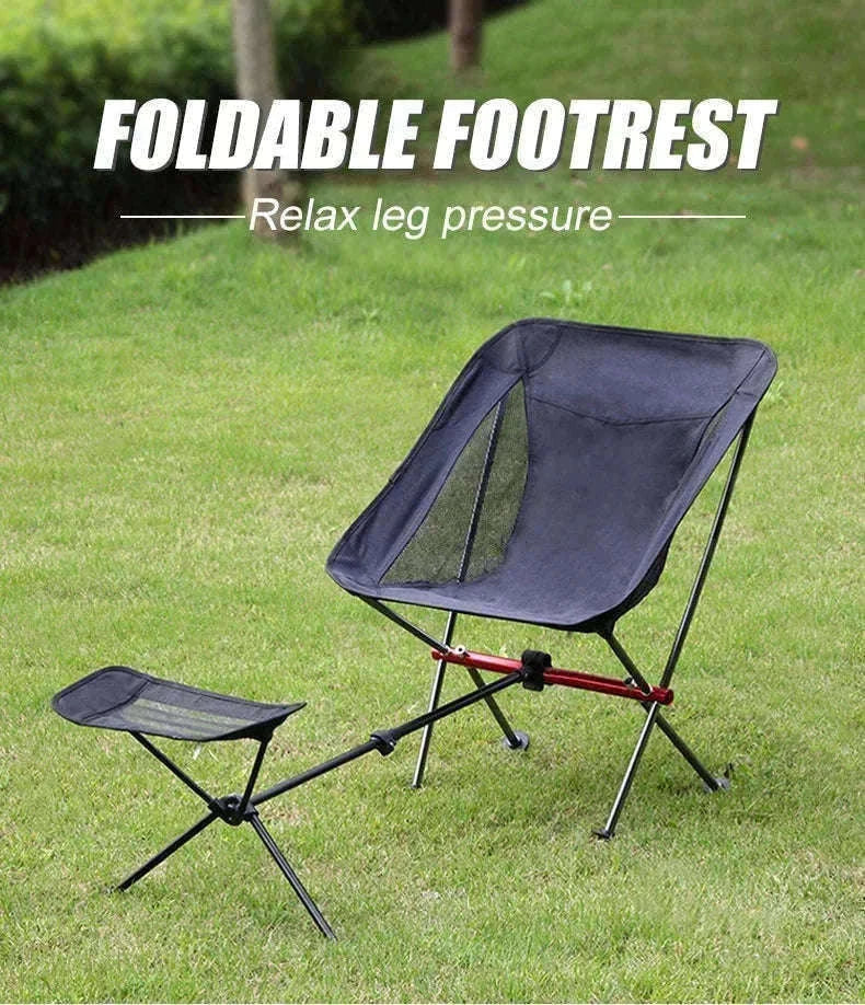 Adjustable Camping Chair Foot Rest Stool with 40–70cm Support-Khaki