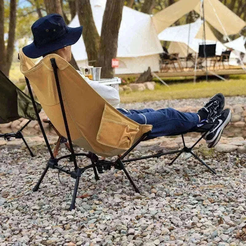 Adjustable Camping Chair Foot Rest Stool with 40–70cm Support-Khaki