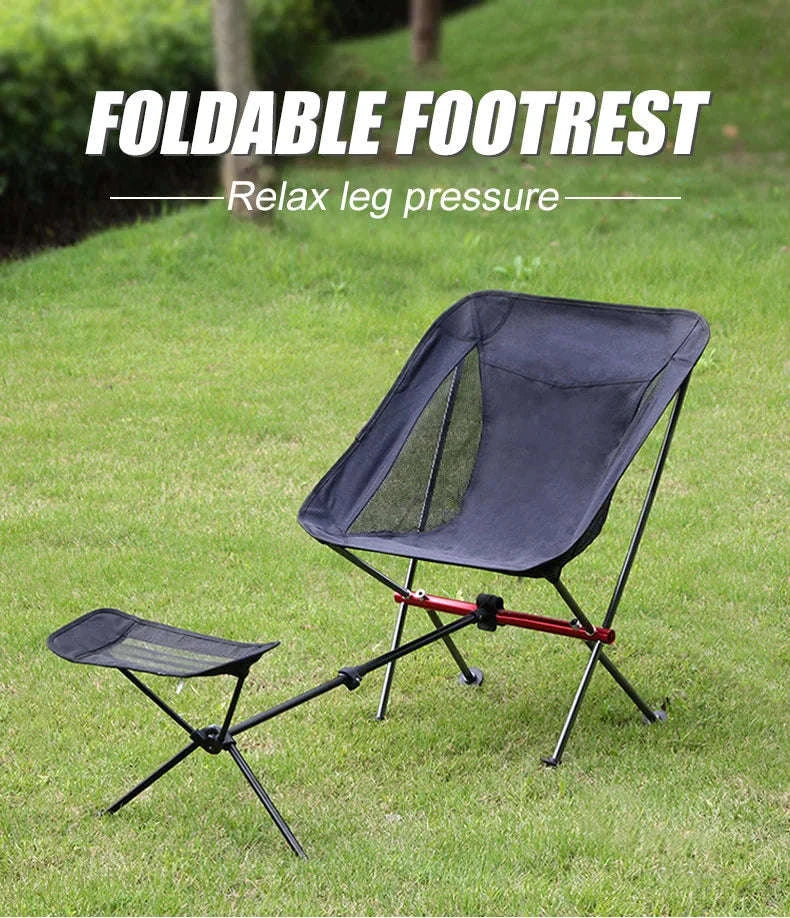 Adjustable Camping Chair Foot Rest Stool with 40–70cm Support-Khaki