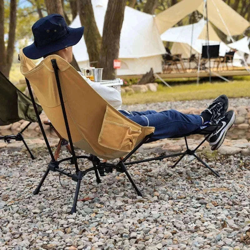 Adjustable Camping Chair Foot Rest Stool with 40–70cm Support-Khaki