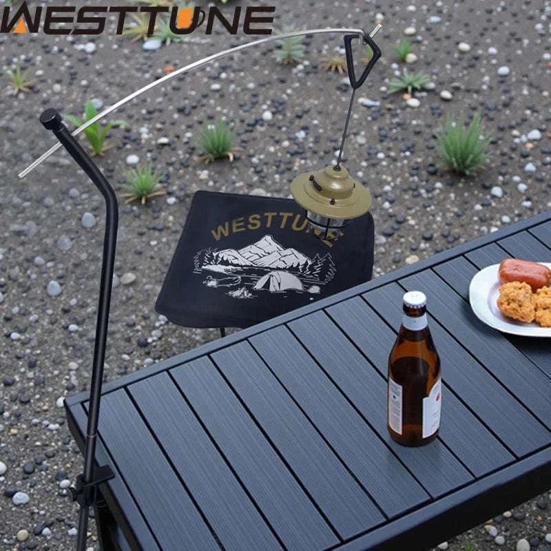 Adjustable Camping Lamp Stand Hook with 360° Positioning-Slivery