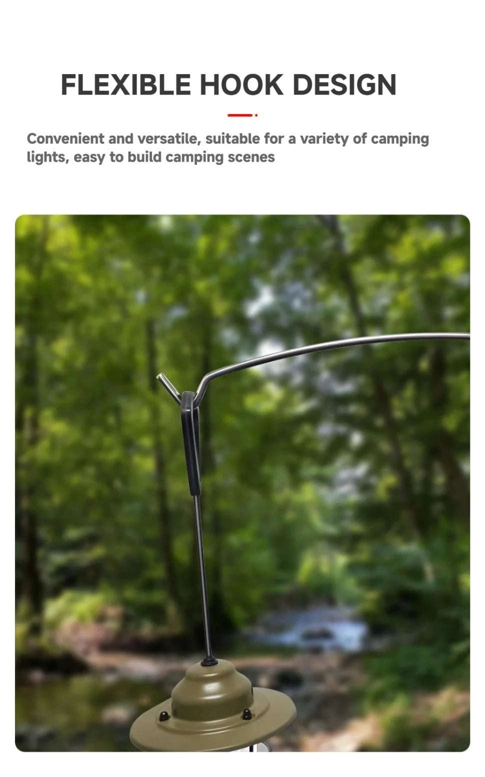 Adjustable Camping Lamp Stand Hook with 360° Positioning-Slivery