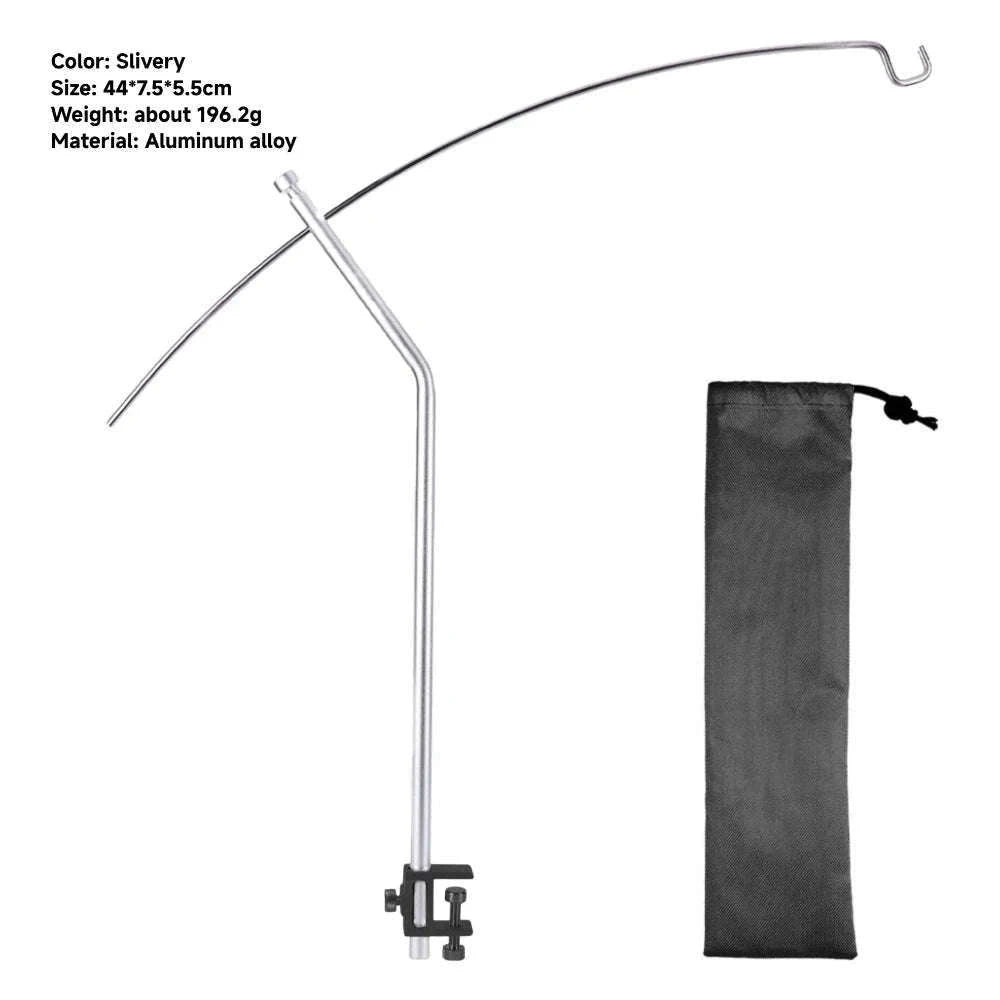 Adjustable Camping Lamp Stand Hook with 360° Positioning-Slivery