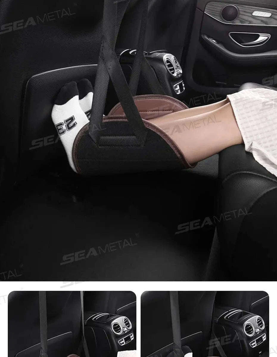 Adjustable Car Hanging Footrest Pad for Travel Comfort-Brown