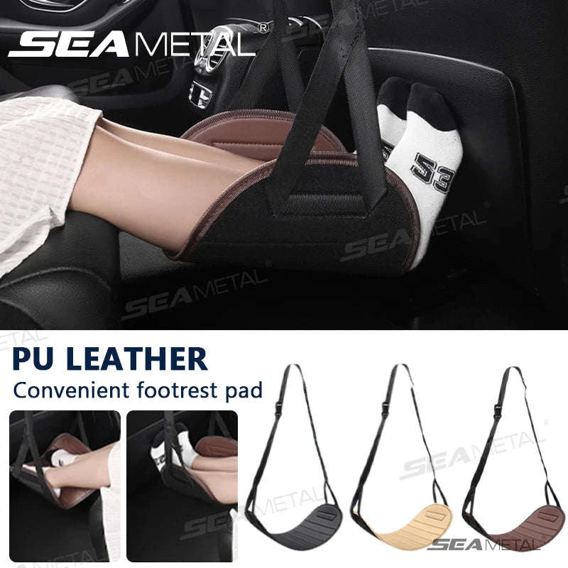 Adjustable Car Hanging Footrest Pad for Travel Comfort-Brown