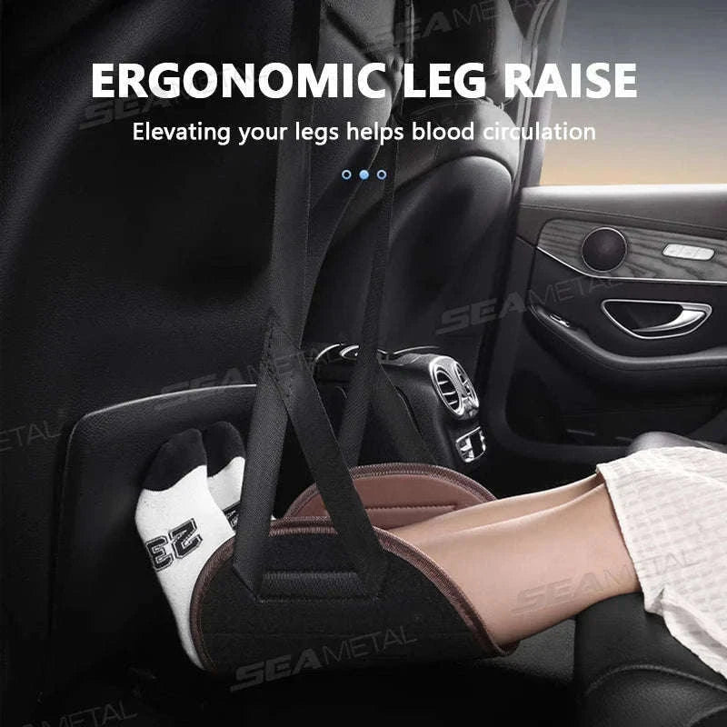 Adjustable Car Hanging Footrest Pad for Travel Comfort-Brown