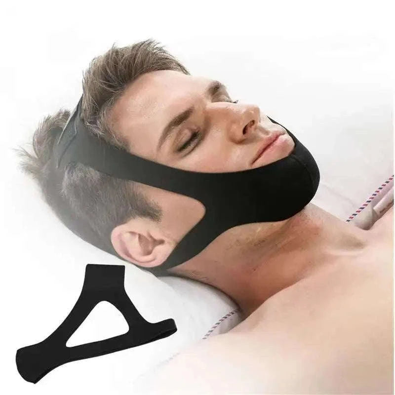 Adjustable Chin Strap for Nighttime Comfort and Quiet Sleep-black