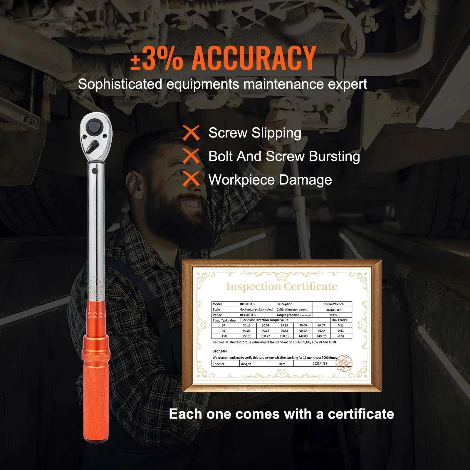 Adjustable Click Torque Wrench Set with Dual Scale Precision-20-200 ft-lb / spain