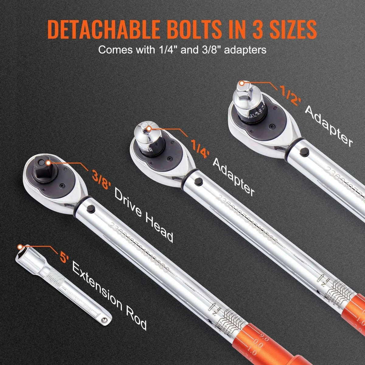Adjustable Click Torque Wrench Set with Dual Scale Precision-3.7-44.3 ft-lb / United States