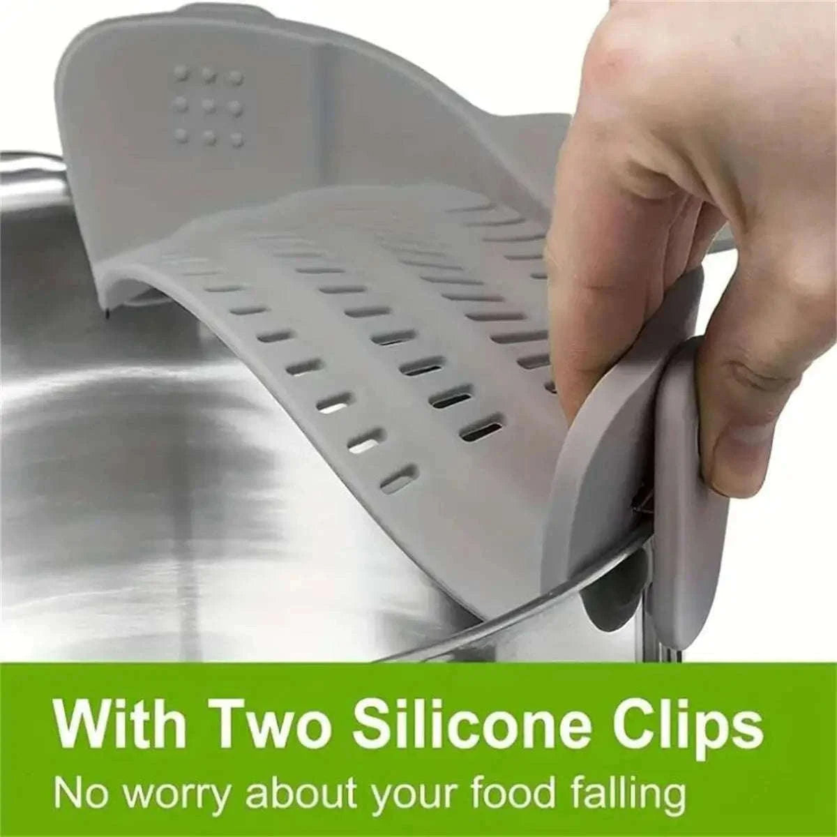 Adjustable Clip-On Pot Strainer for Fast, Hands-Free Draining-green