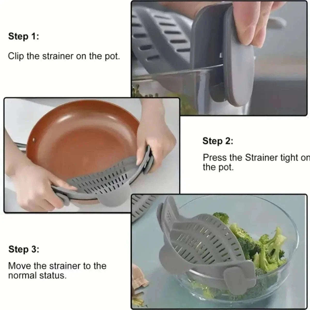 Adjustable Clip-On Pot Strainer for Fast, Hands-Free Draining-green