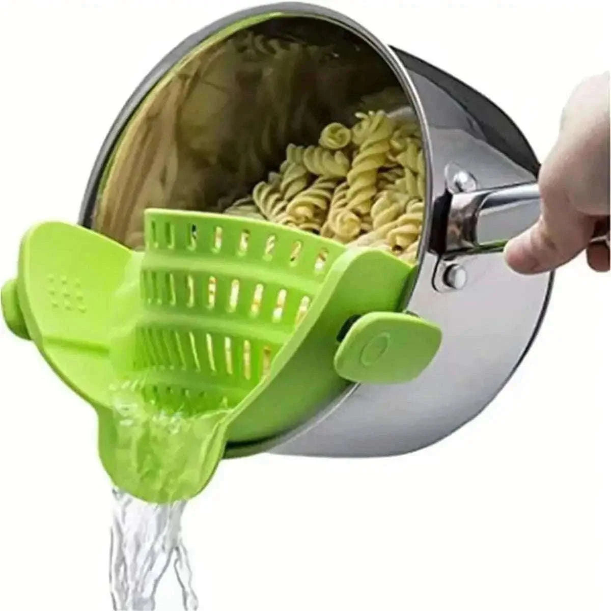 Adjustable Clip-On Pot Strainer for Fast, Hands-Free Draining-green