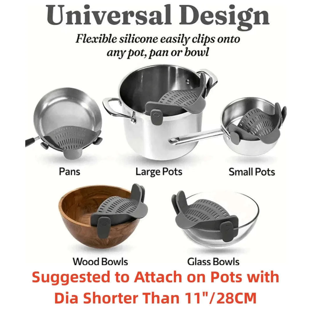 Adjustable Clip-On Pot Strainer for Fast, Hands-Free Draining-green