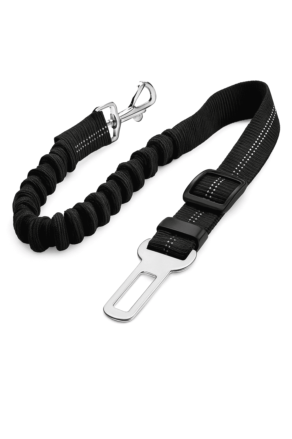 Adjustable Dog Car Safety Belt with Damping and Reflective Line-black