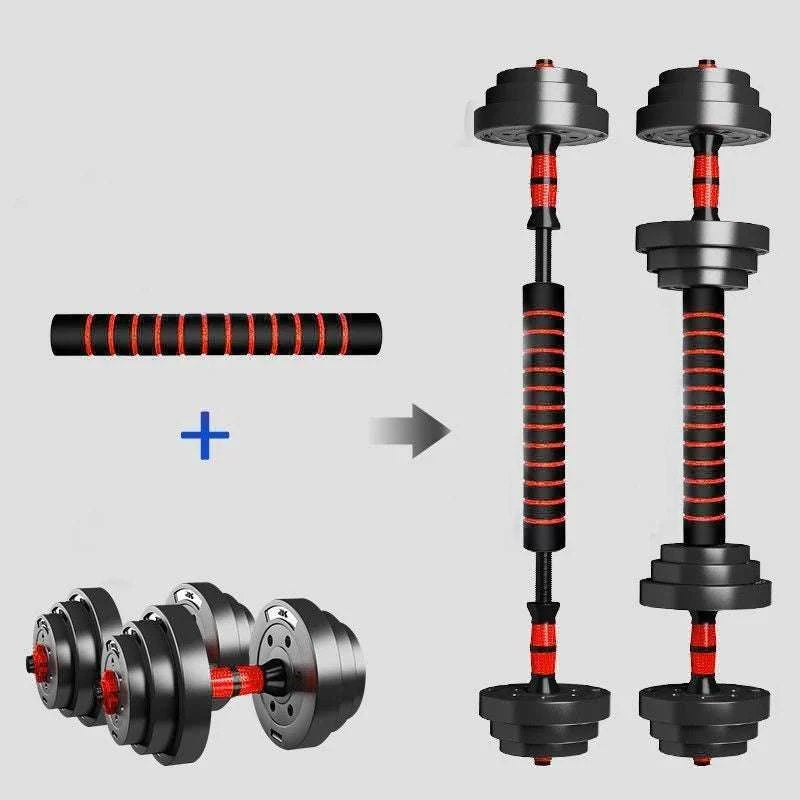 Adjustable Dumbbell to Barbell Set 5–44lbs Home Strength Kit-United States