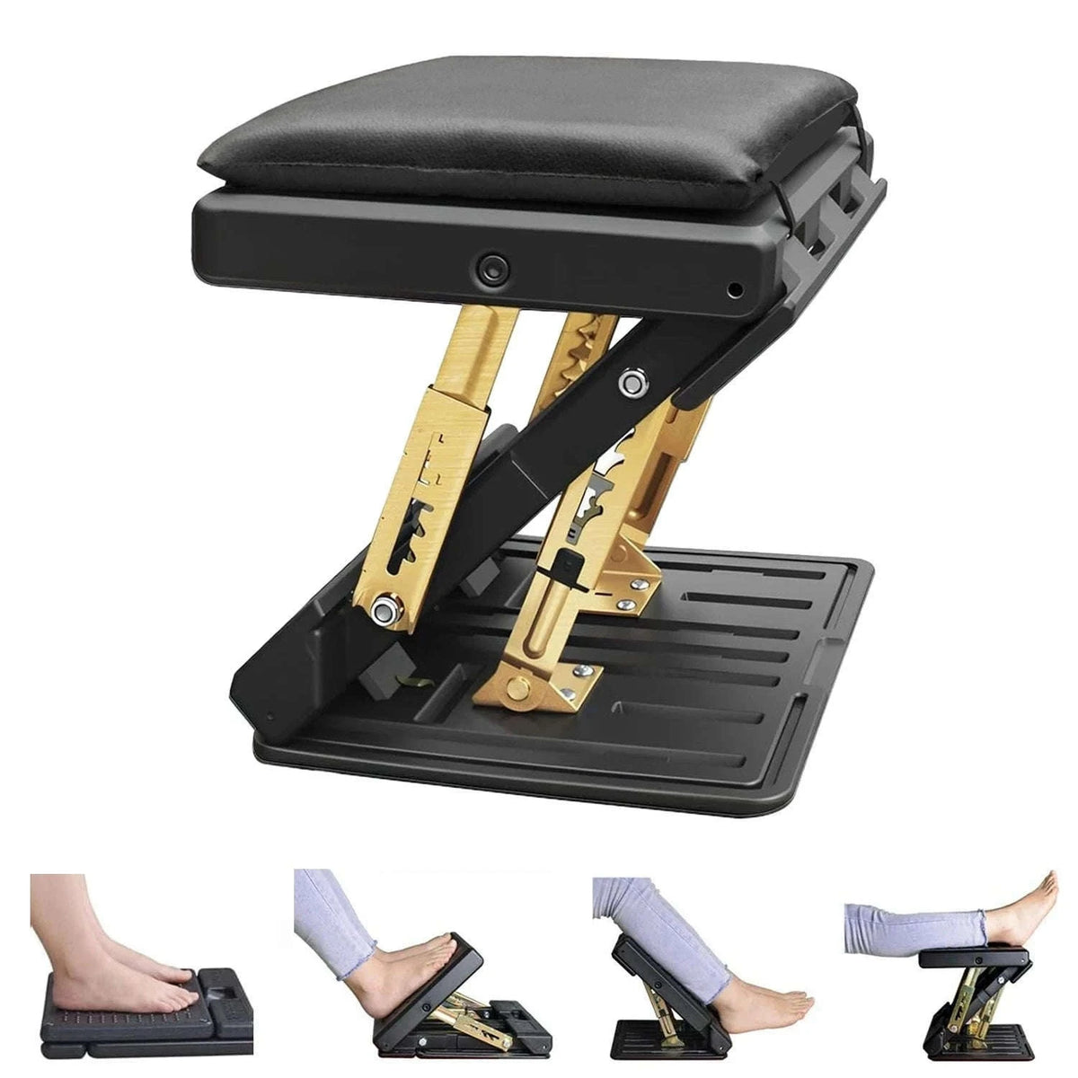 Adjustable Ergonomic Footrest with 4 Levels & Removable Cushion-black / france
