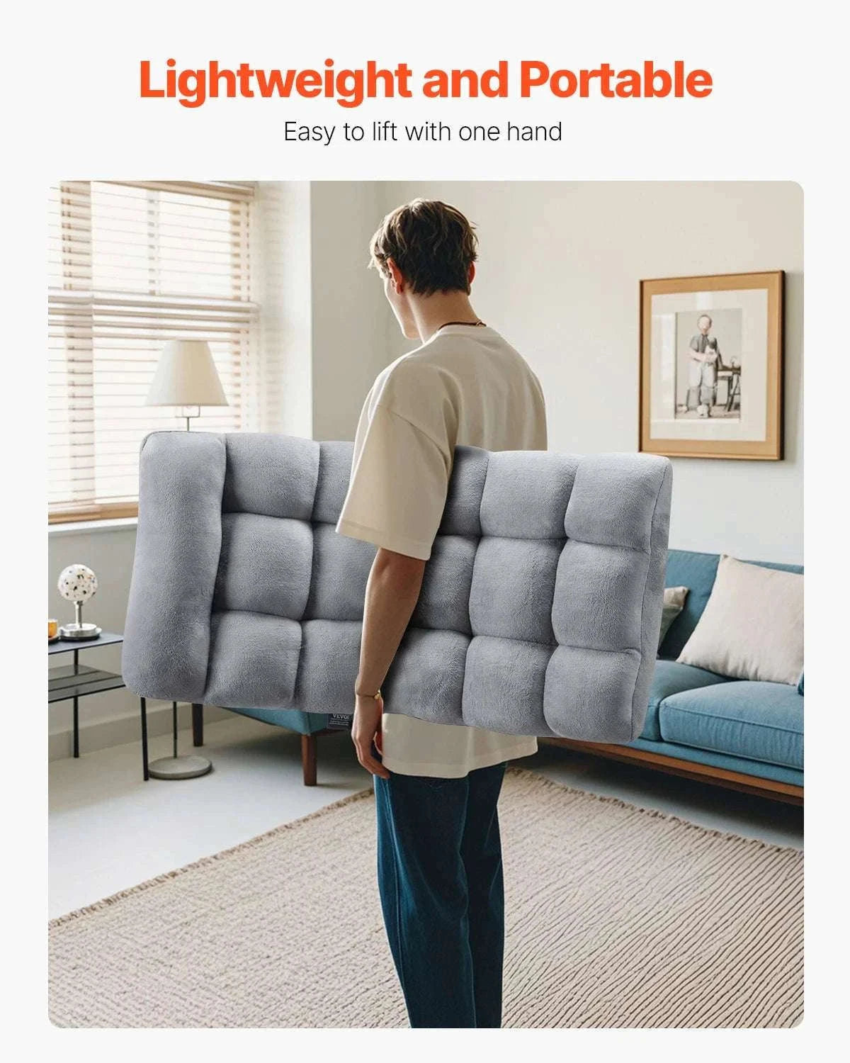 Adjustable Floor Chair with Back Support, Foldable Foam Sofa-