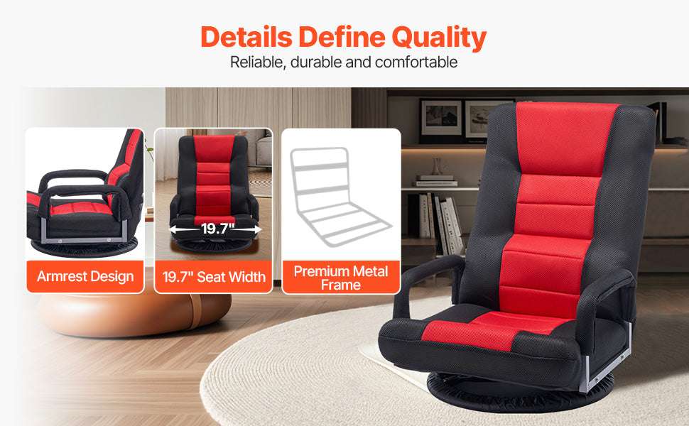 Adjustable Floor Chair with Back Support, Foldable Foam Sofa-
