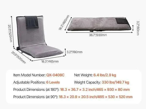 Adjustable Floor Chair with Back Support, Foldable Foam Sofa-
