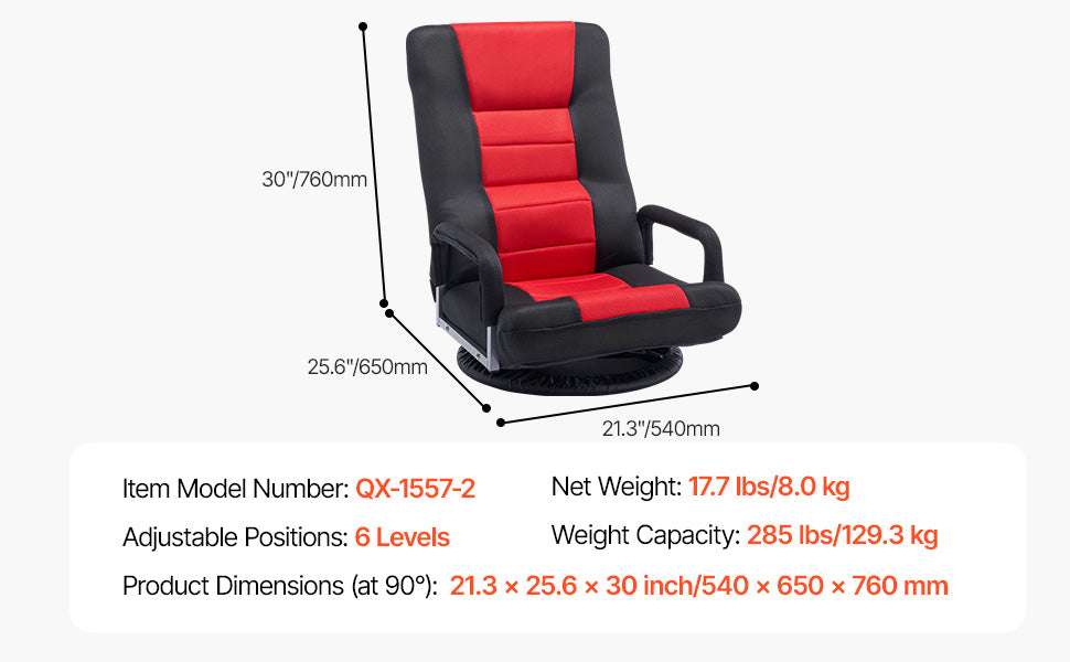 Adjustable Floor Chair with Back Support, Foldable Foam Sofa-
