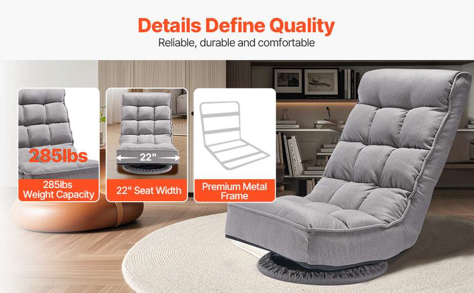 Adjustable Floor Chair with Back Support, Foldable Foam Sofa-