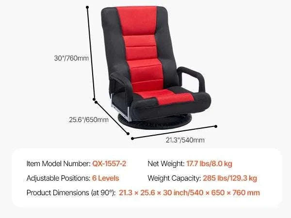 Adjustable Floor Chair with Back Support, Foldable Foam Sofa-