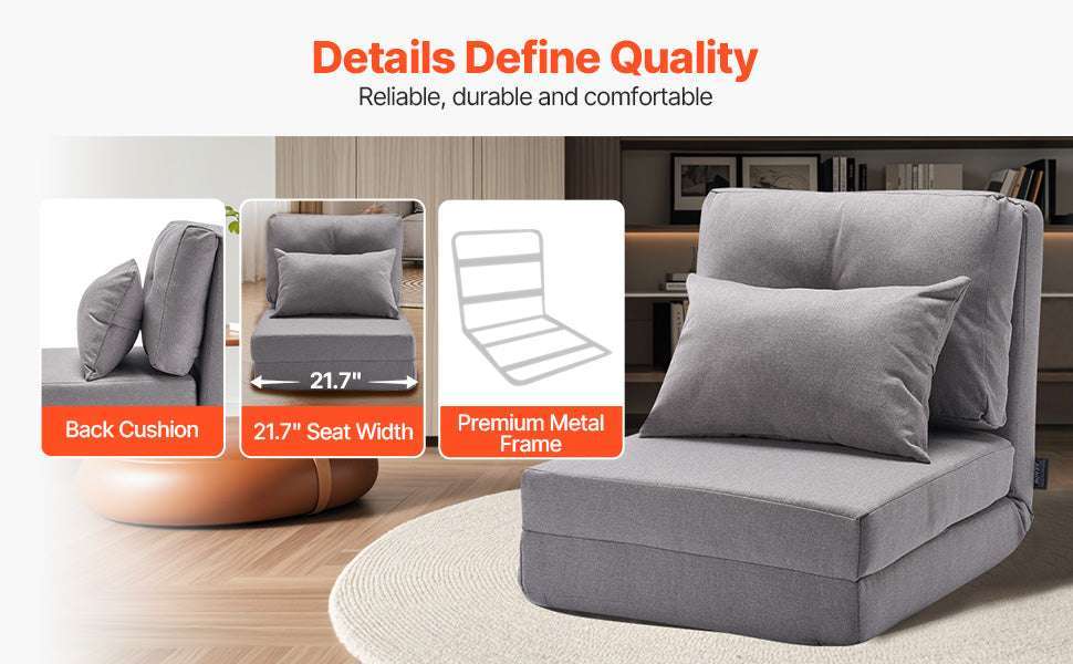 Adjustable Floor Chair with Back Support, Foldable Foam Sofa-