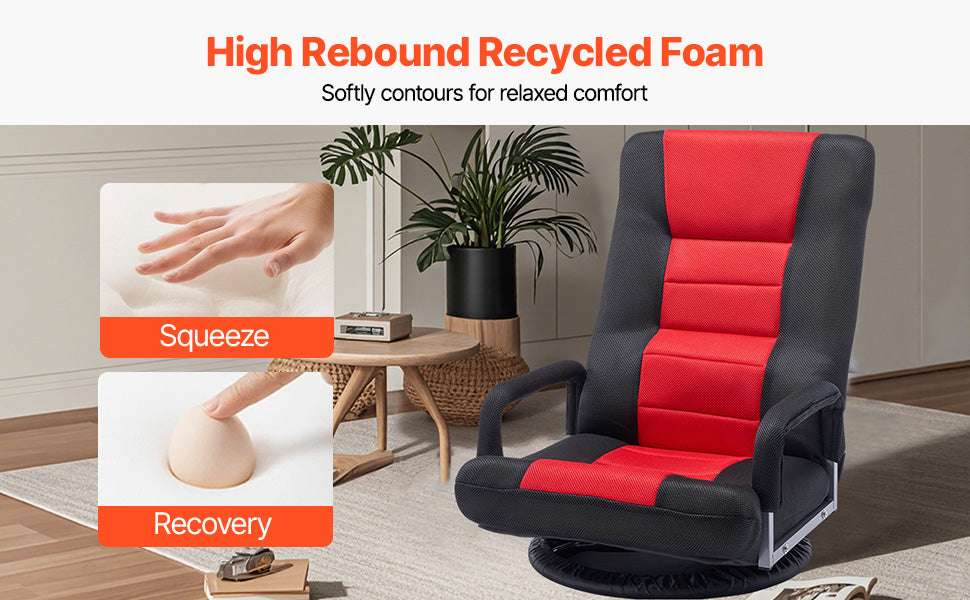 Adjustable Floor Chair with Back Support, Foldable Foam Sofa-Swivel with Armrest / spain