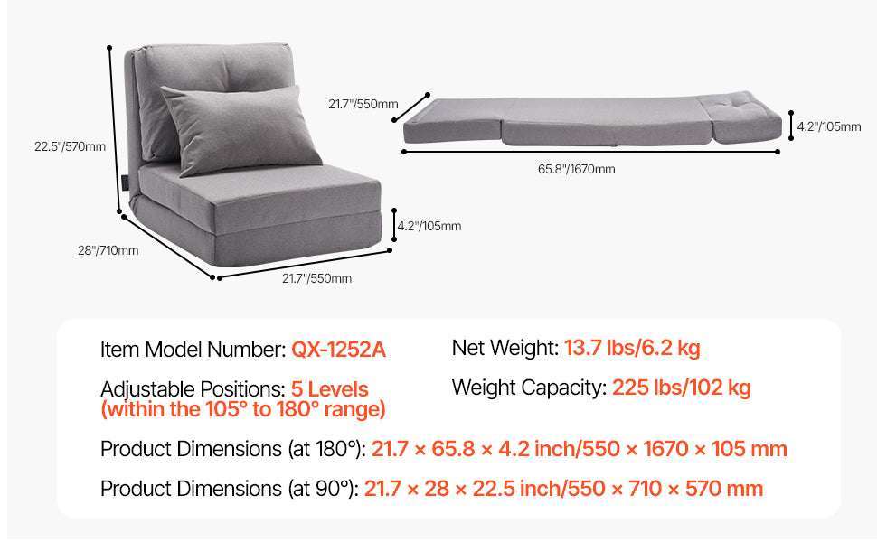 Adjustable Floor Chair with Back Support, Foldable Foam Sofa-Swivel with Armrest / spain