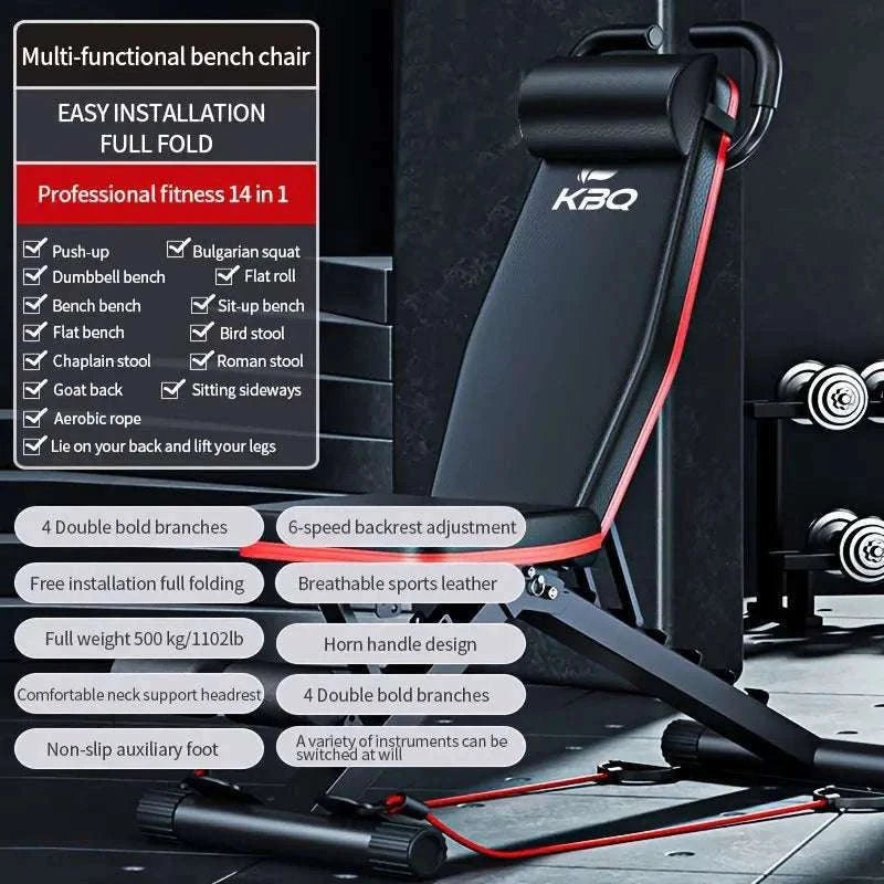 Adjustable Foldable Roman Chair Fitness Bench with Resistance Bands-Exercise bench / United States