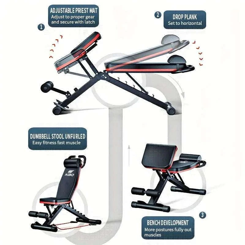 Adjustable Foldable Roman Chair Fitness Bench with Resistance Bands-Exercise bench / United States